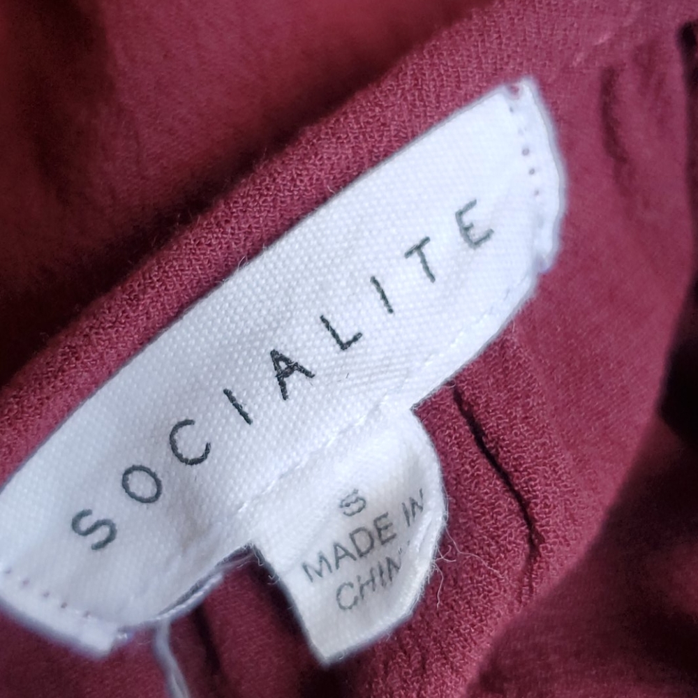Socialite peasant off the shoulder blouse, top wine color top - Picture 5 of 5